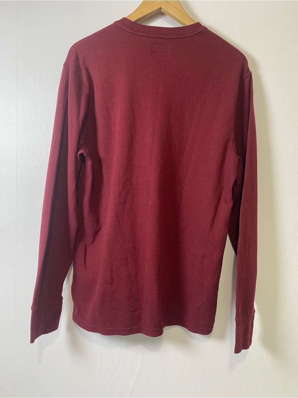 POLO Ralph Lauren Waffle Knit‎ Thermal Shirt Sleepwear Top Burgundy/Red Large - Picture 4 of 8